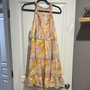 PQ Swim Pink and Yellow Tiered Ruffled Sundress